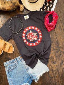RED WHITE & COWBOY ADULT TEE