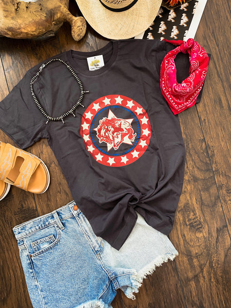 RED WHITE & COWBOY ADULT TEE